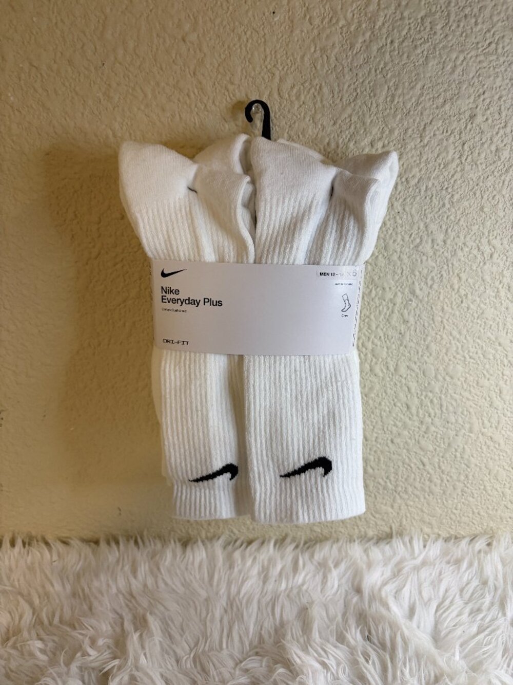 Nike Everyday Plus Cushioned Crew Socks 6 Pair White Dri-FIT Men XL NWT